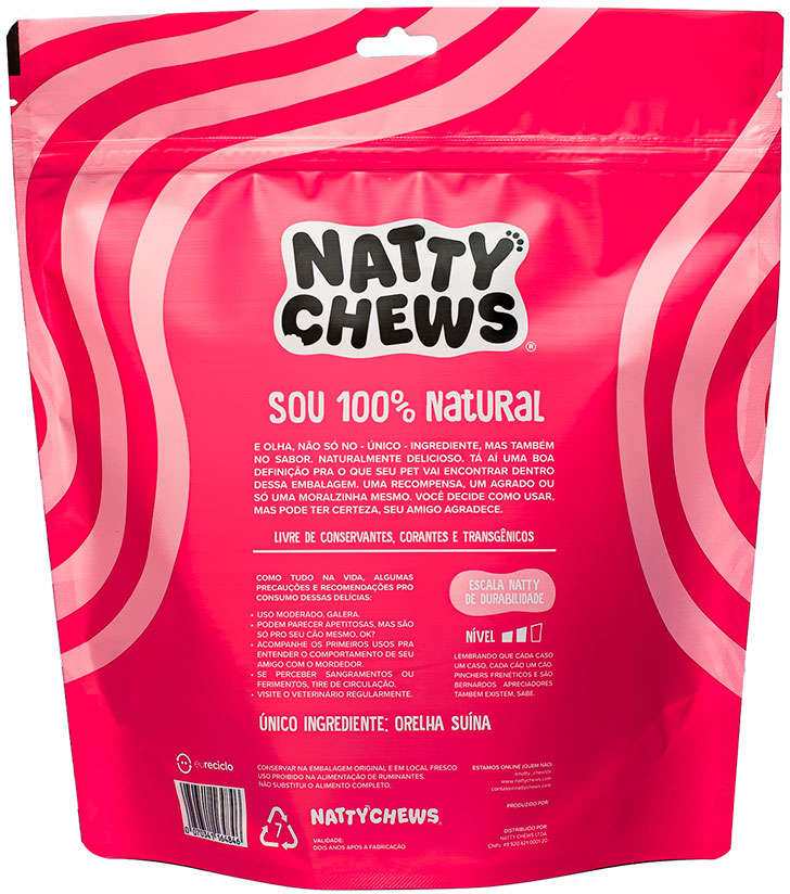 Petisco Orelhitas Natty Chews Orelha Suína Desidratada- 3 Unidades
