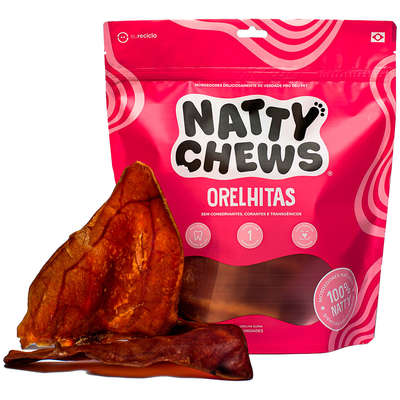 Petisco Orelhitas Natty Chews Orelha Suína Desidratada