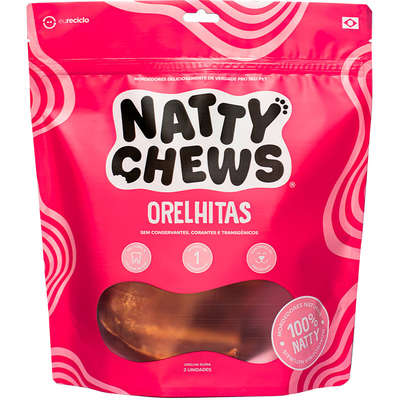 Petisco Orelhitas Natty Chews Orelha Suína Desidratada