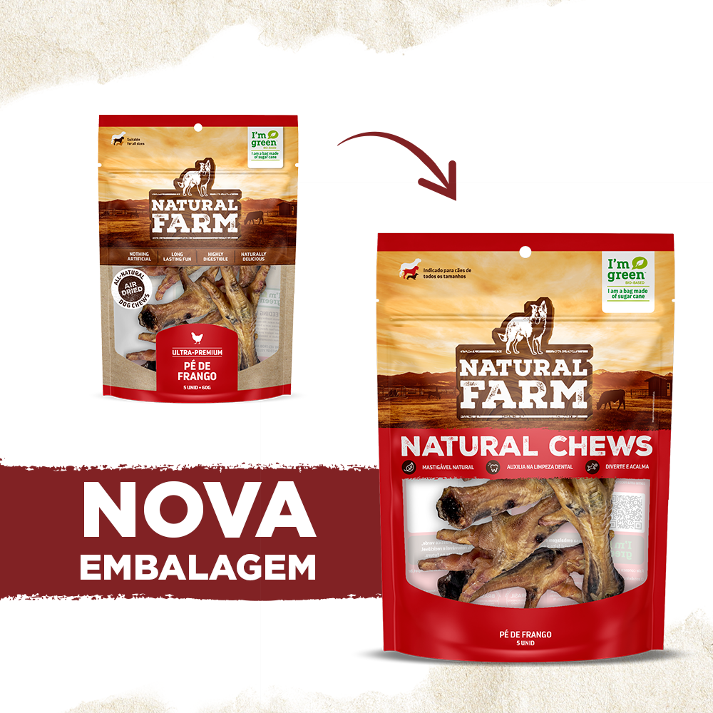 Petisco Pé de Frango Natural Farm Chews para Cães - 5 Unidades