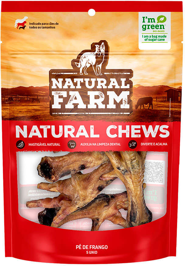Petisco Pé de Frango Natural Farm Chews para Cães - 5 Unidades