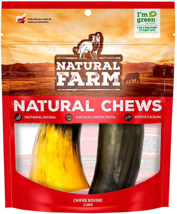 Petisco Chifre Bovino Natural Farm para Cães - 2 Unidades