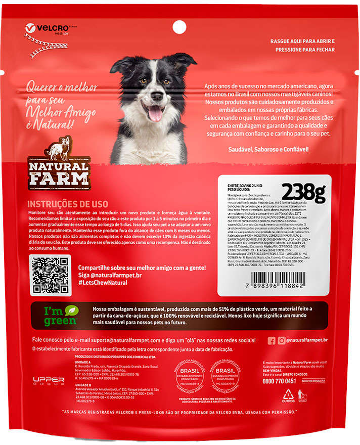 Petisco Chifre Bovino Natural Farm para Cães - 2 Unidades