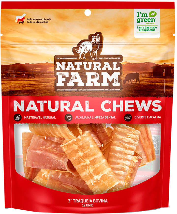 Petisco Natural Farm para Cães Traqueia 7 cm - 12 Unidades