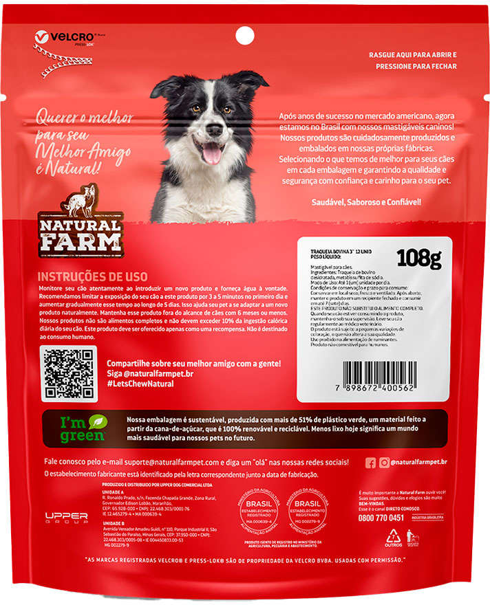Petisco Natural Farm para Cães Traqueia 7 cm - 12 Unidades