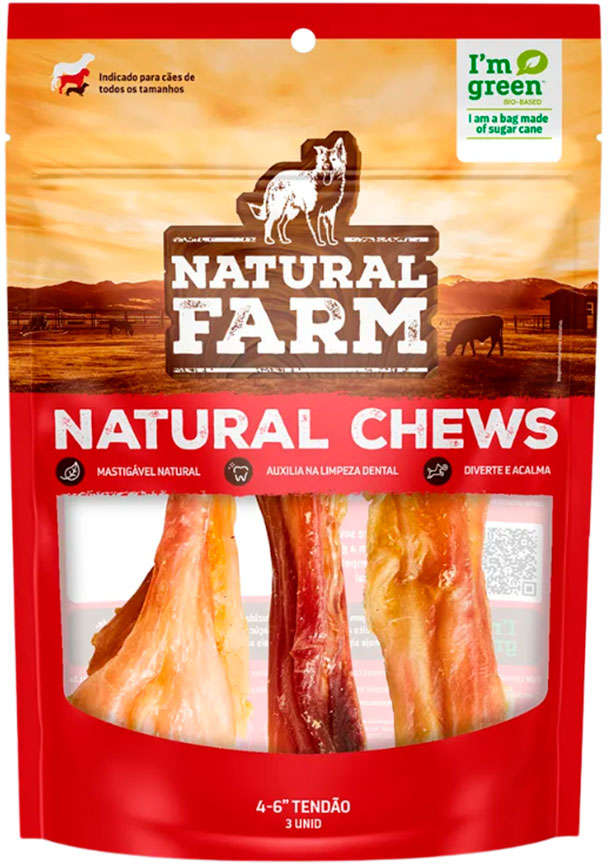 Tendão Natural Farm para Cães - 3 Unidades