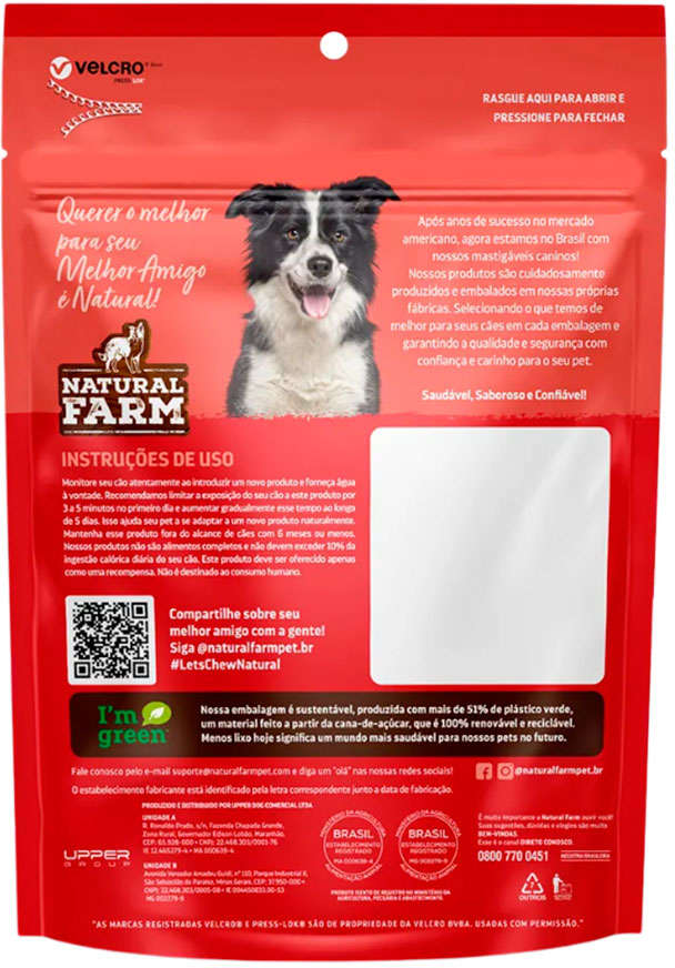 Tendão Natural Farm para Cães - 3 Unidades