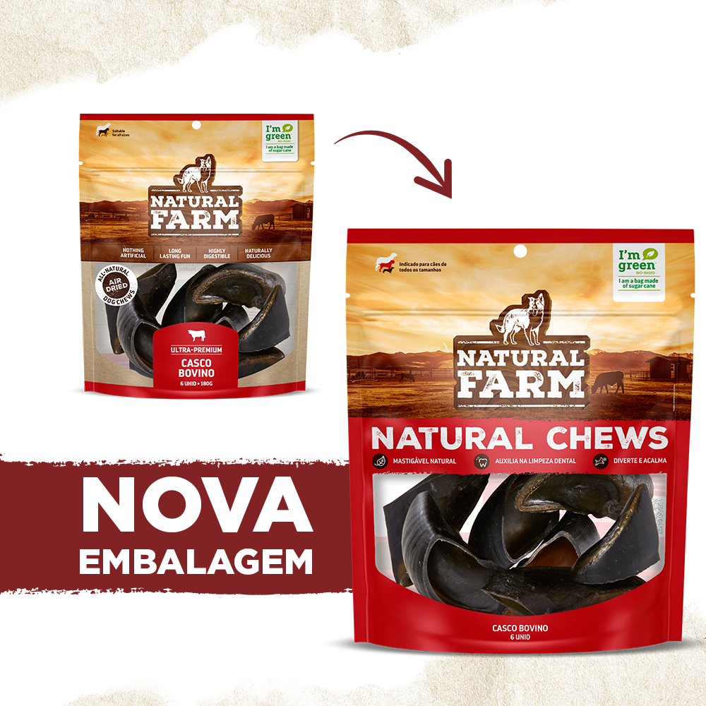 Petisco Natural Farm para Cães Casco Bovino - 6 Unidades