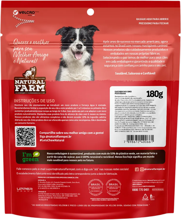 Petisco Natural Farm para Cães Casco Bovino - 6 Unidades