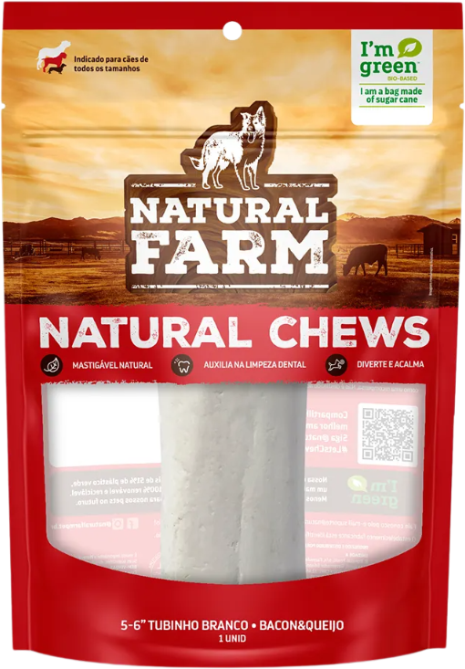 Osso Natural Farm para Cães Sabor Bacon e Queijo - 1 Unidade