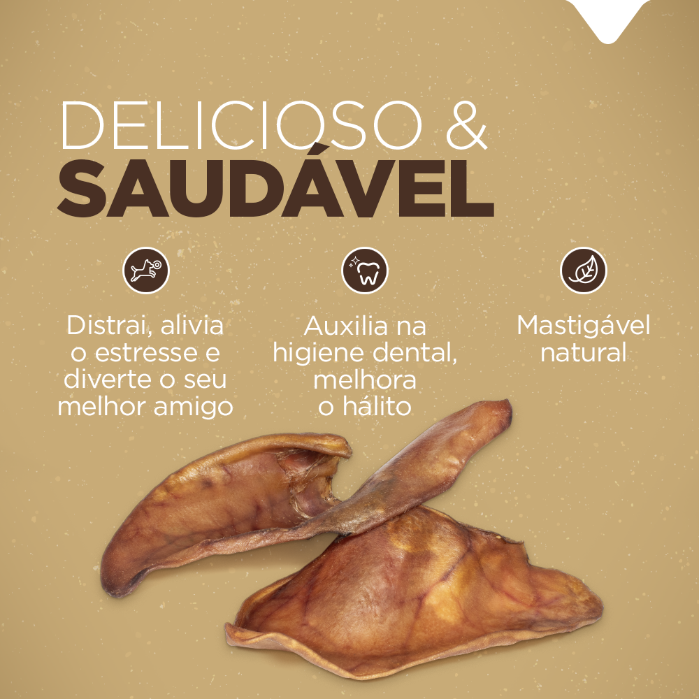Orelha Natural Farm para Cães Sabor Suíno - 3 Unidades