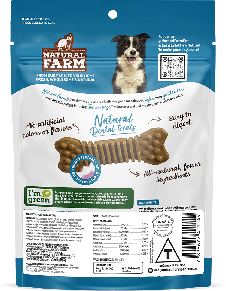 Snack Natural Farm Dental para Cães Porte Pequeno - 210 g