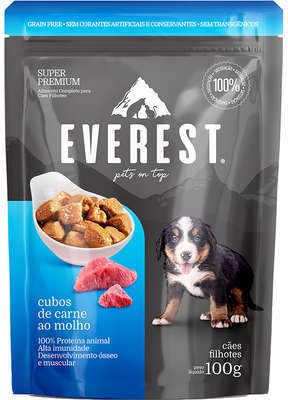 Ração Úmida Everest Cubos de Carne ao Molho para Cães Filhotes - 100 g - 54 Unidades