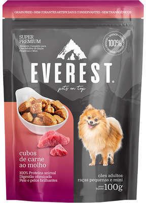 Ração Úmida Everest Cubos de Carne ao Molho para Cães Raças Pequenas e Mini - 100 g - 54 Unidades