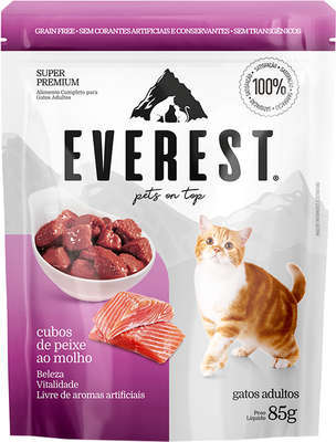 Ração Úmida Everest Cubos de Peixe ao Molho para Gatos - 85 g