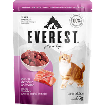 Ração Úmida Everest Cubos de Peixe ao Molho para Gatos