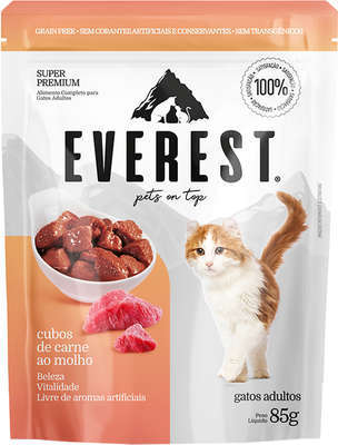 Ração Úmida Everest Cubos de Carne ao Molho para Gatos - 85 g