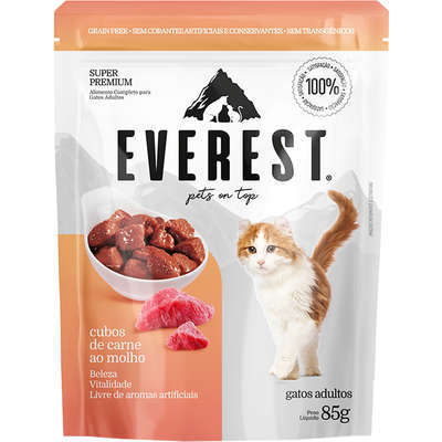Ração Úmida Everest Cubos de Carne ao Molho para Gatos