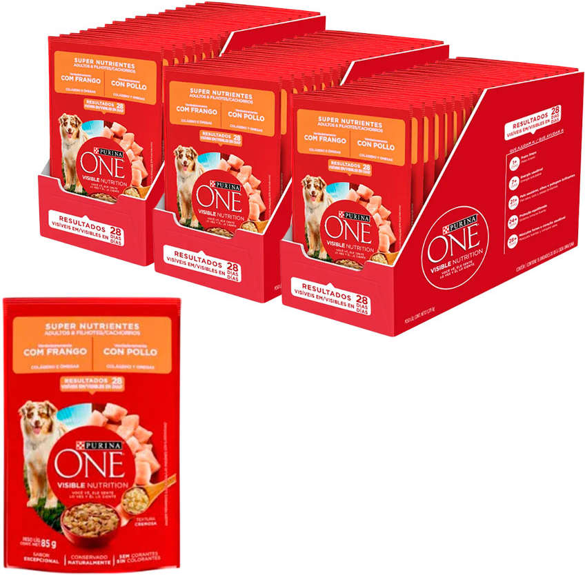 Ração Úmida Nestlé Purina One Frango para Cães Adultos e Filhotes - 85 g - 45 Unidades