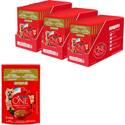 Ração Úmida Nestlé Purina One Carne, Frango e Cordeiro para Cães Adultos e Filhotes