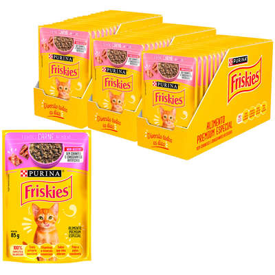 “Ração Úmida Nestlé Purina Friskies Sachê Carne ao Molho para Gatos Filhotes