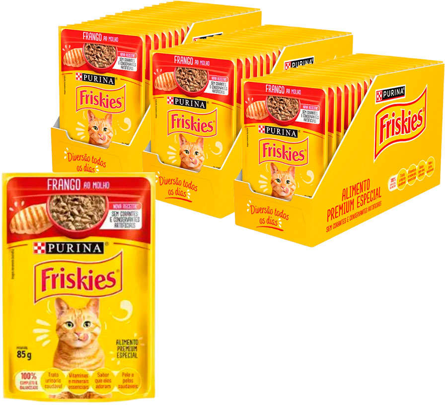 Ração Nestlé Purina Friskies Sachê Frango ao Molho para Gatos - 45 Unidades
