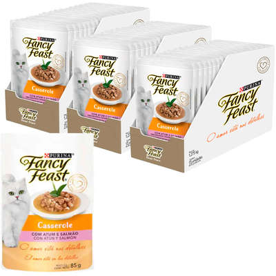 Ração Úmida Nestlé Purina Fancy Feast Sachê Casserole com Atum e Salmão para Gatos Adultos