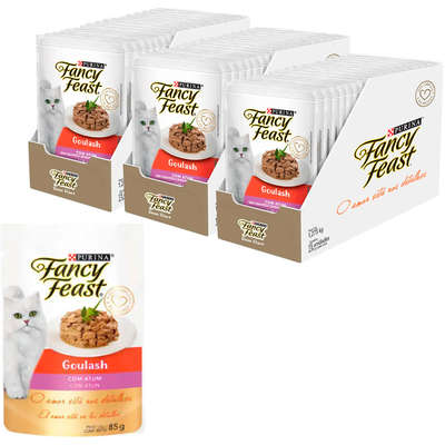 Racão Úmida Nestlé Purina Fancy Feast Sachê Goulash com Atum para Gatos Adultos