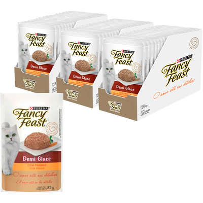 Racão Úmida Nestlé Purina Fancy Feast Sachê Demi Glace com Frango para Gatos Adultos