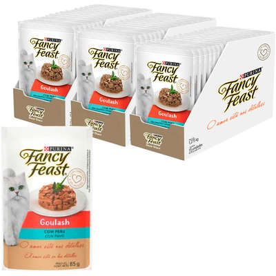 Racão Úmida Nestlé Purina Fancy Feast Sachê Goulash com Peru para Gatos Adultos