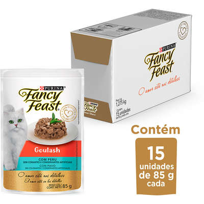 Racão Úmida Nestlé Purina Fancy Feast Sachê Goulash com Peru para Gatos Adultos