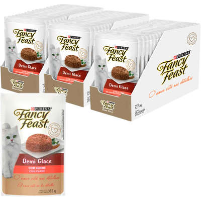 Racão Úmida Nestlé Purina Fancy Feast Sachê Demi Glace com Carne para Gatos Adultos