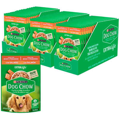 Ração Úmida Nestlé Purina Dog Chow Sachê Salmão para Cães Adultos Raças Minis e Pequenas