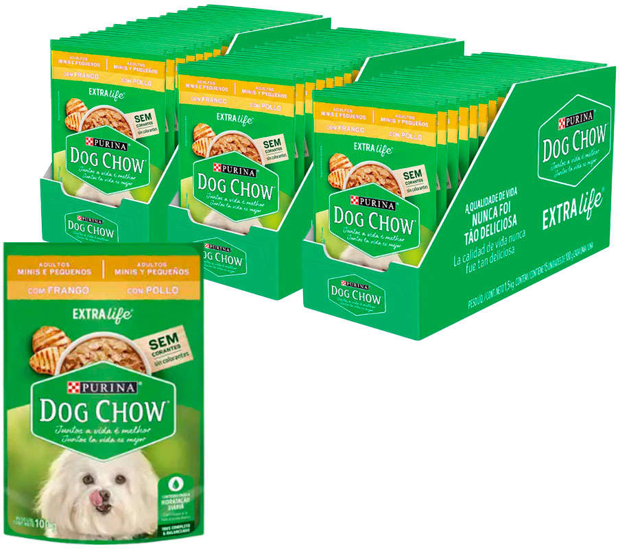 Ração Úmida Nestlé Purina Dog Chow Sachê Frango para Cães Adultos Raças Minis e Pequenas - 45 Unidades