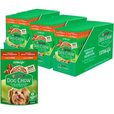 Ração Úmida Nestlé Purina Dog Chow Sachê Carne para Cães Adultos Raças Minis e Pequenas