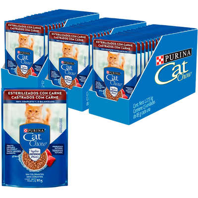 Ração Úmida Nestlé Purina Cat Chow Sachê Castrados Carne