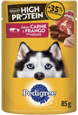 Ração Úmida Pedigree High Protein Sachê Carne e Frango Ao Molho para Cães Adultos - 85 g