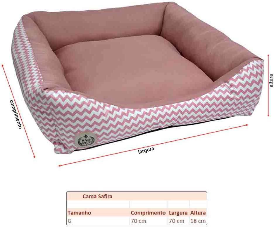 Cama São Pet Safira Rosa - Tam. G