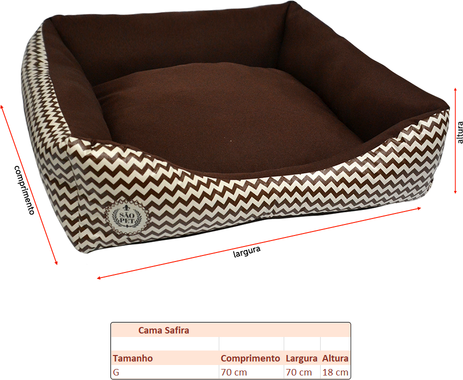 Cama São Pet Safira Marrom - Tam. G