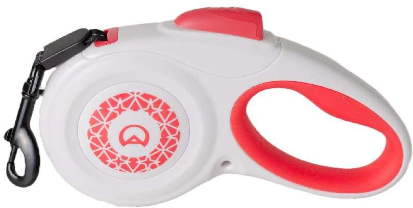Guia Retrátil Amicus Star Flex Branco e Vermelho - Tam. P