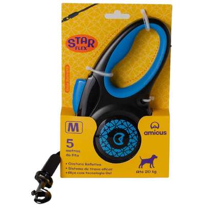 Guia Retrátil Amicus Star Flex - Preto e Azul