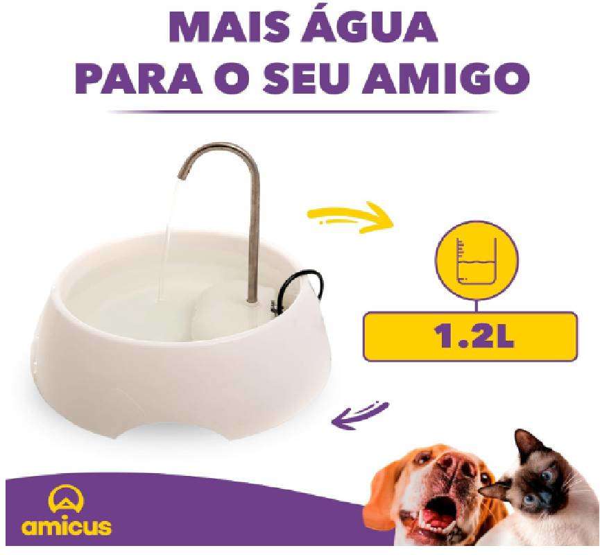 Fonte Bebedouro Amicus Aqua Mini Bivolt - Branca