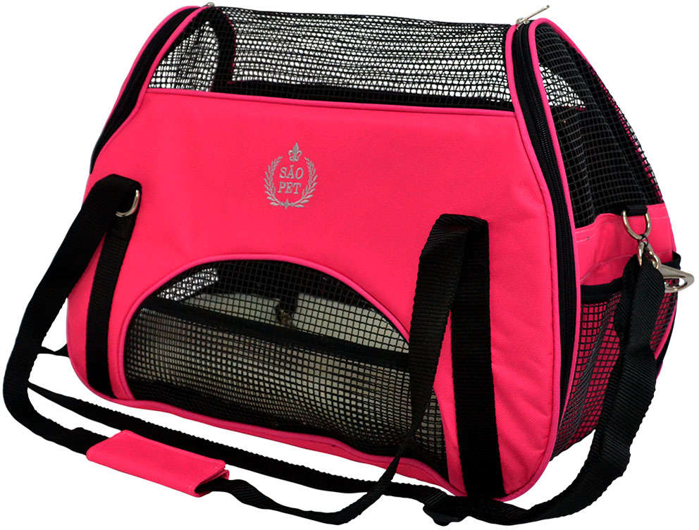 Bolsa de Transporte São Pet Frontal Atenas Nylon 600 Rosa - N2