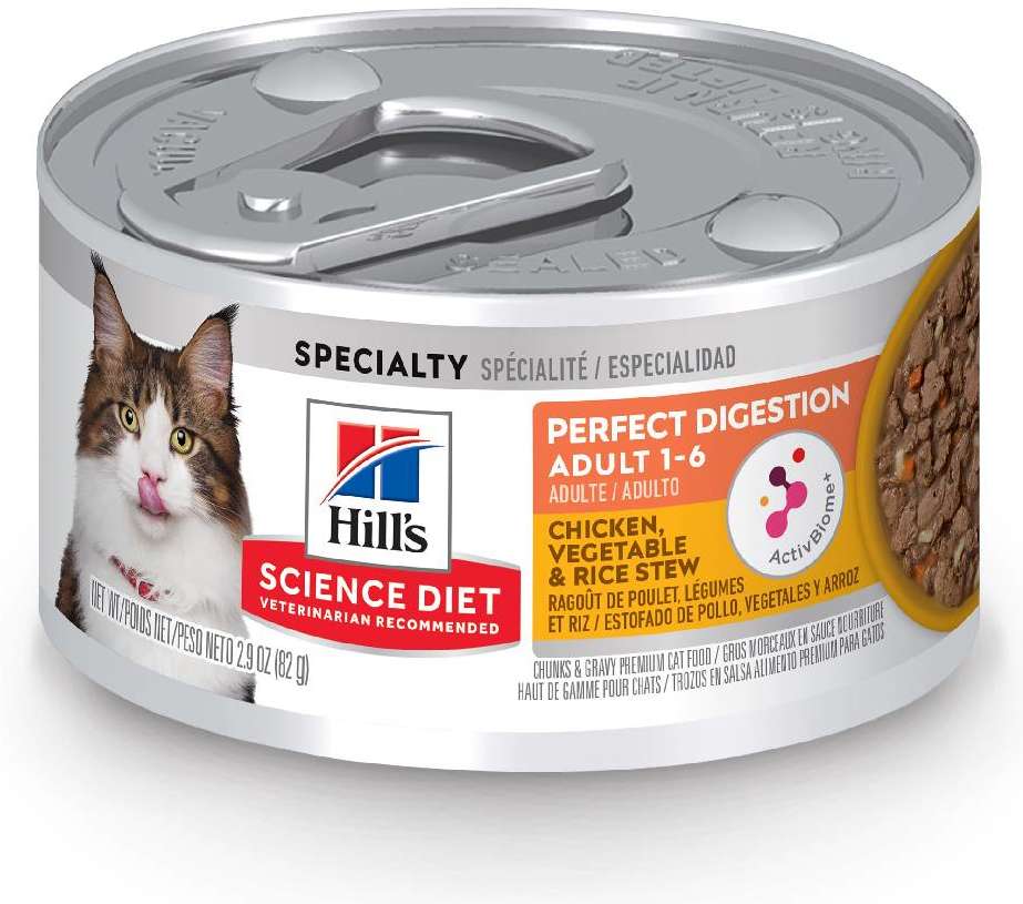 Ração Úmida Hill's Science Diet Digestão Perfeita Frango e Vegetais para Gatos Adultos - 82 g.