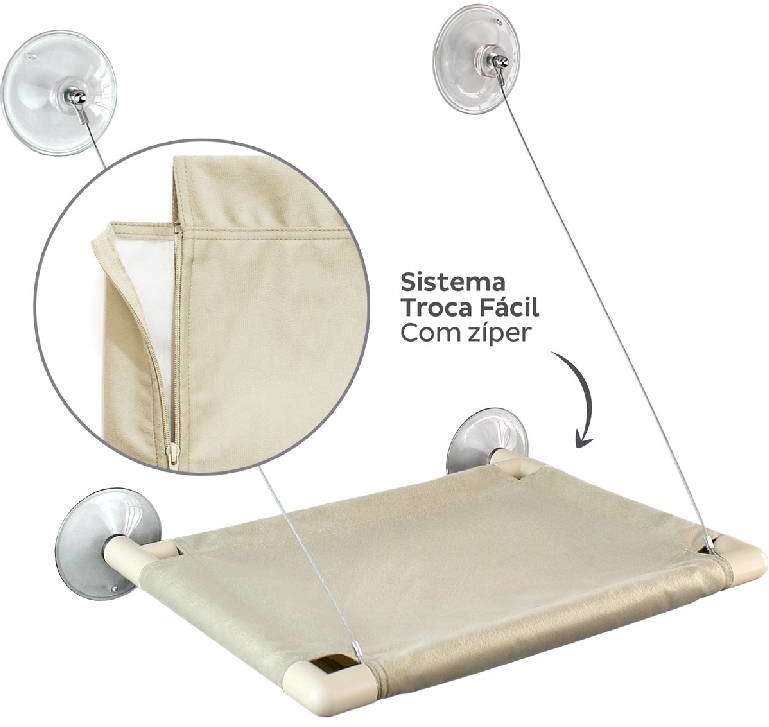 Cama de Janela Gatton Catbed Suede Marfim para Gatos - King