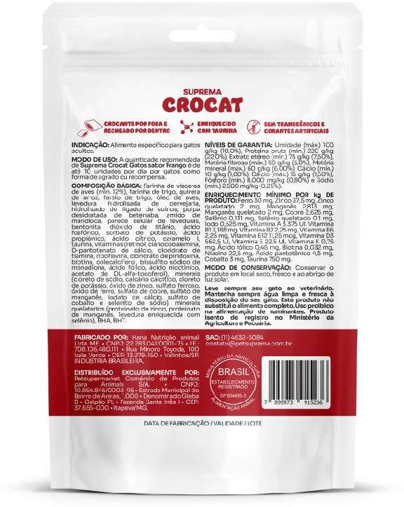 Petisco Suprema Crocat Sabor Frango para Gatos Adultos - 40 g