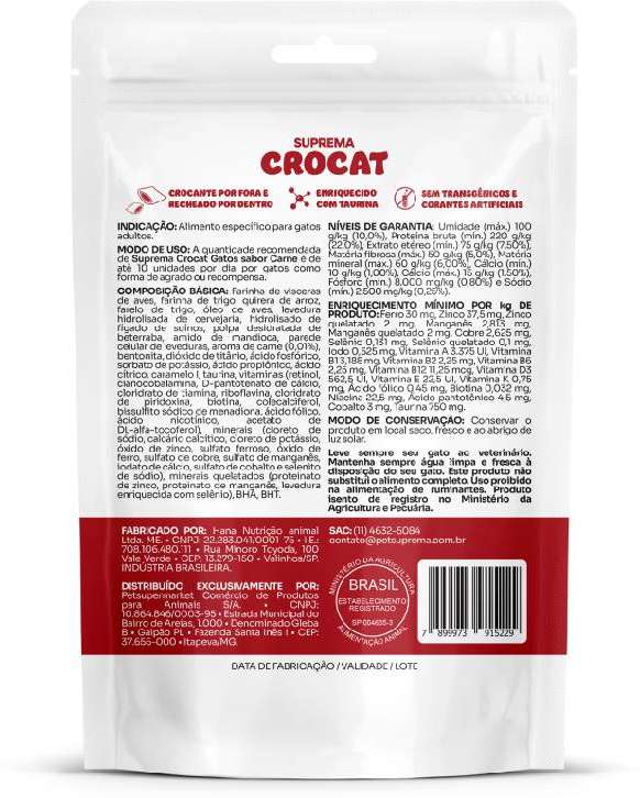 Pestisco Suprema Crocat Sabor Carne para Gatos Adultos - 40 g