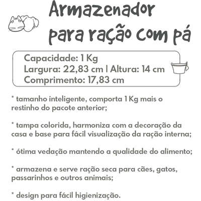 Pote para Ração com Servidor Lancheira de Estimação Lavanda