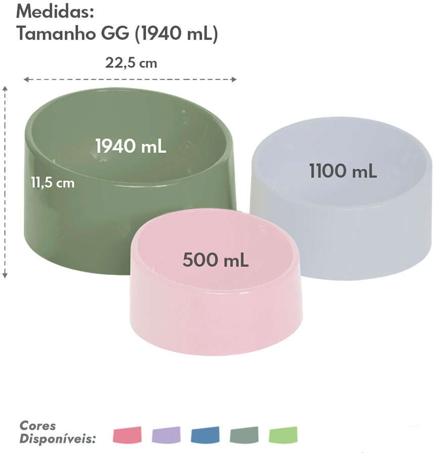 Comedouro Slim Família de Estimação Verde Cítrico - Tam. GG
