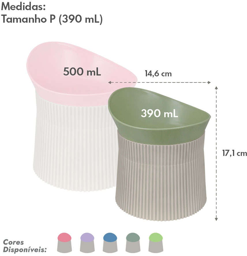 Comedouro e Bebedouro Família de Estimação Ergonômico Rosa para Cães - Tam. P